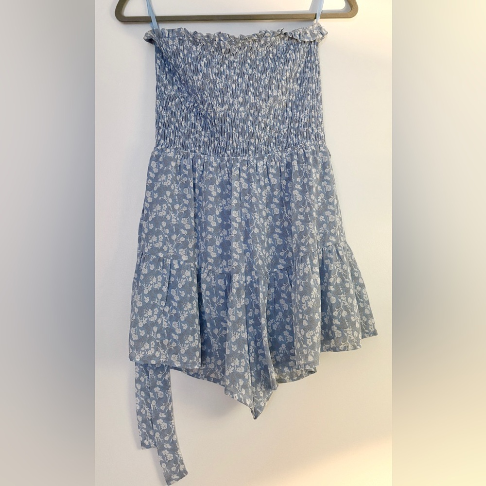 She + Sky Blue Floral Mini Skirt